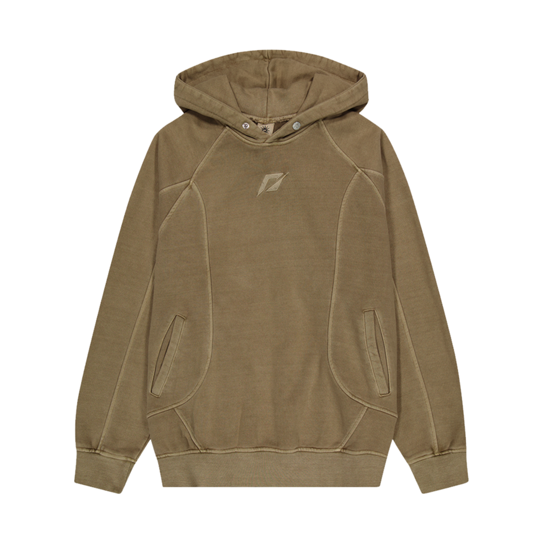 도미넌트 피그먼트 워싱 퍼즐 자수 후디 브라운