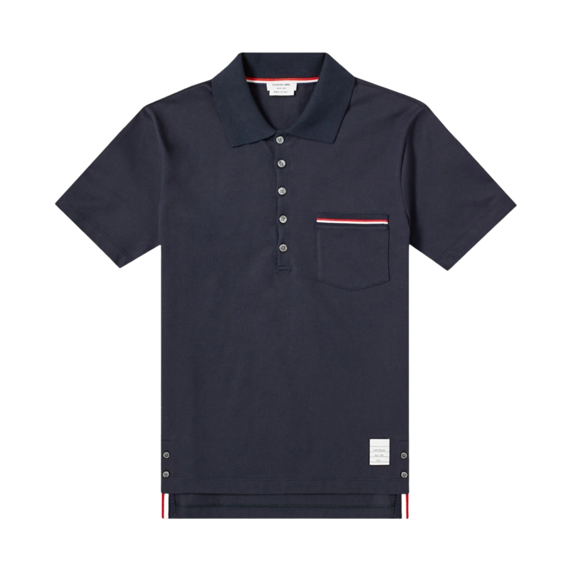 톰브라운 RWB 포켓 트림 피케 폴로 셔츠 라이트 네이비(Thom Browne RWB Pocket Trim Pique Polo Shirt Navy) - 1