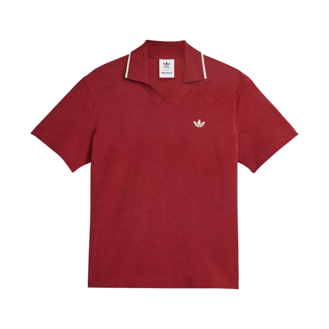 JW1122 Adidas x Wales Bonner Polo Shirt Collegiate Burgundy - US Sizing