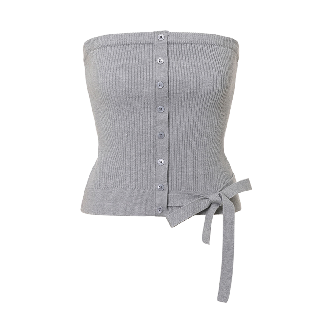 (W) 루에브르 니트 뷔스티에 탑 멜란지 그레이((W) Loeuvre Knit Bustier Top Melange Grey)