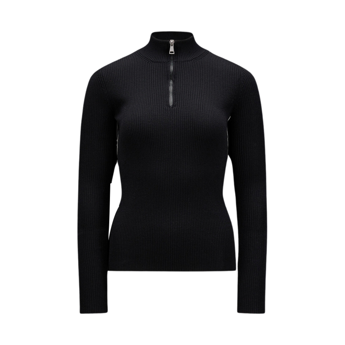 (W) 몽클레르 울 집업 폴로 넥 점퍼 블랙 - 23FW((W) Moncler Wool Zip-Up Polo Neck Jumper Black - 23FW)