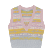 (W) Ganni Graphic V-Neck Vest Multicolour Pink