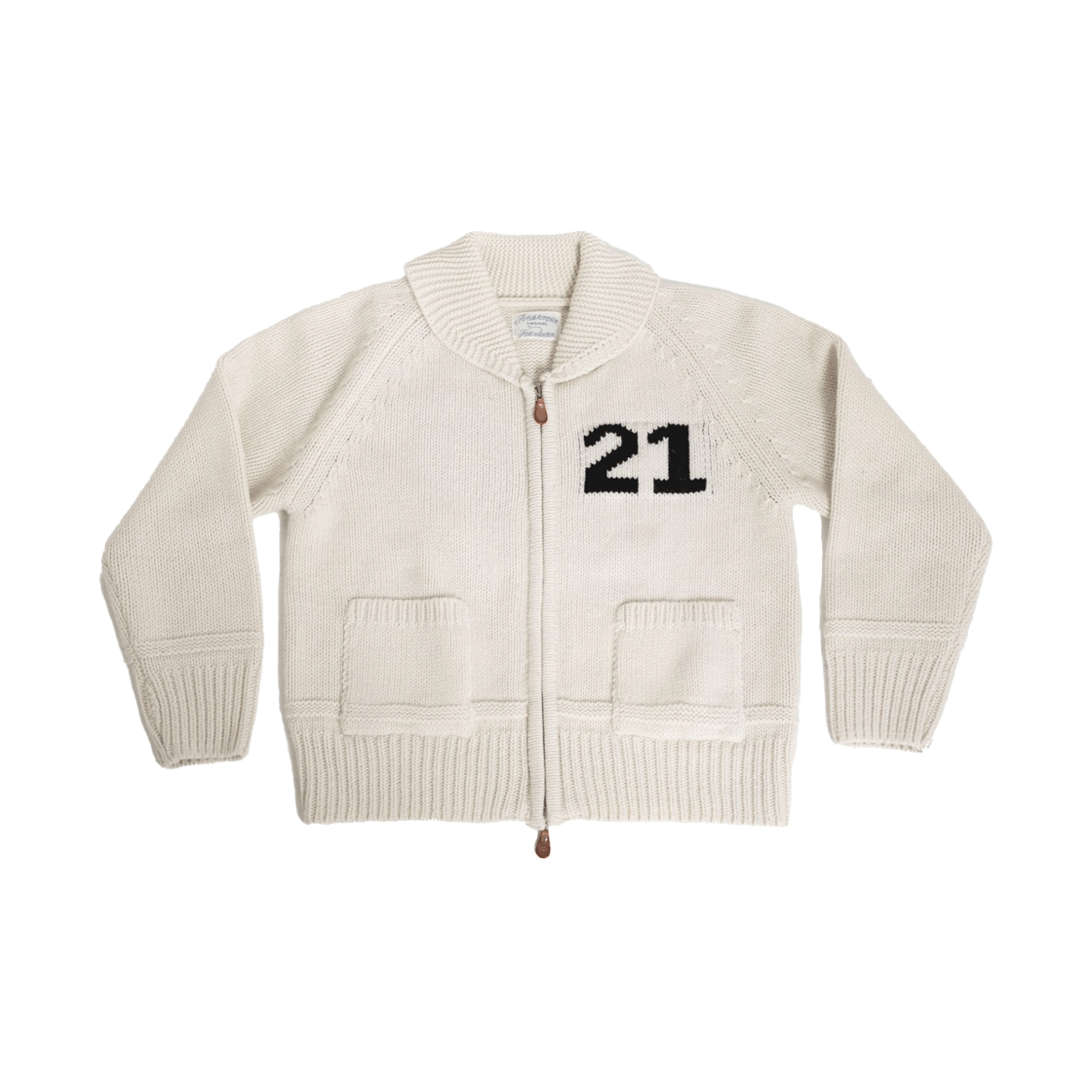 CU24XZU01-IVOS Artist Komplex 21 Cowichan Knit Zip-Up Ivory