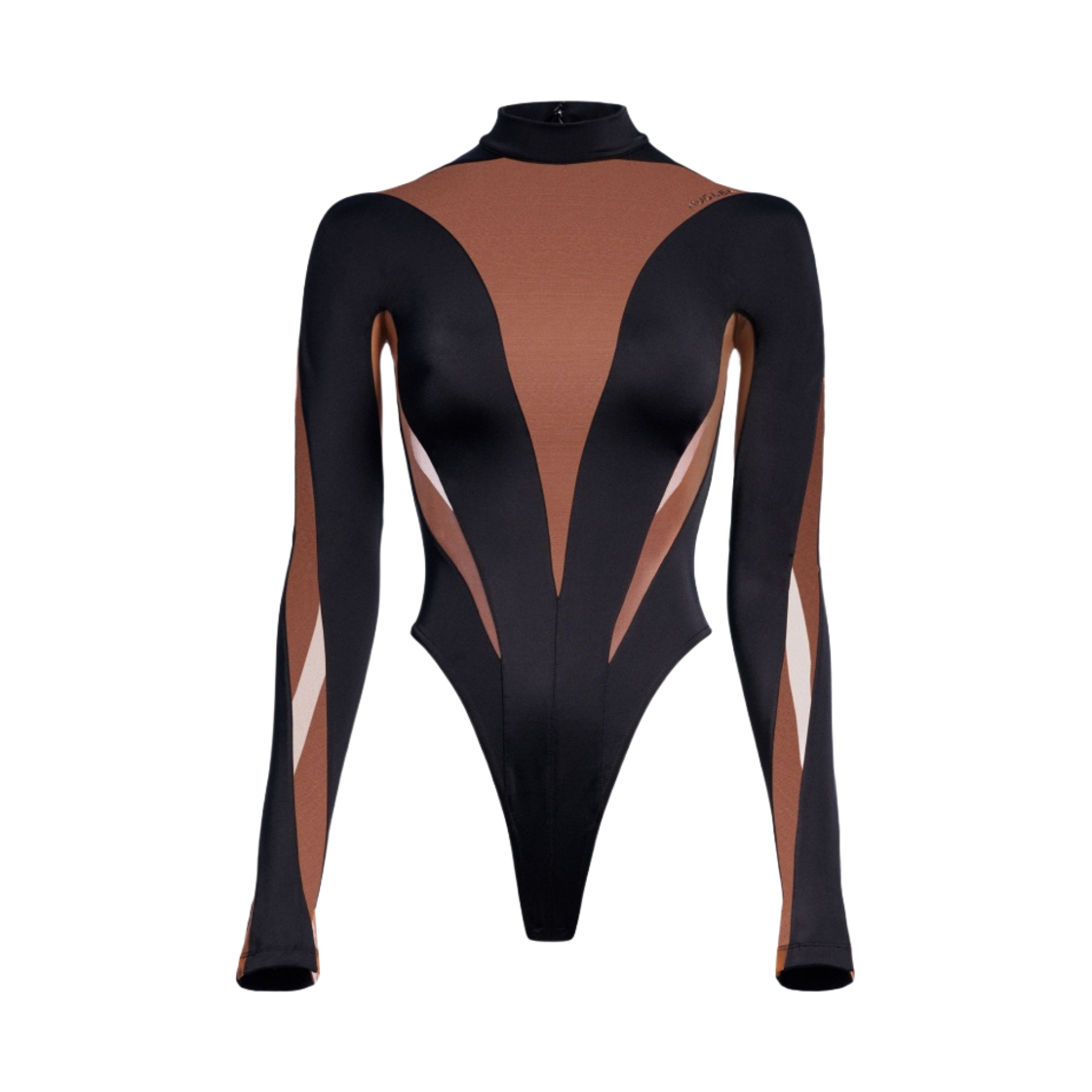 (W) 에이치앤엠 x 뮈글러 메쉬 패널 바디수트 다크 브라운 블랙((W) H&M x Mugler Mesh Panel Bodysuit Dark Brown Black) - 1