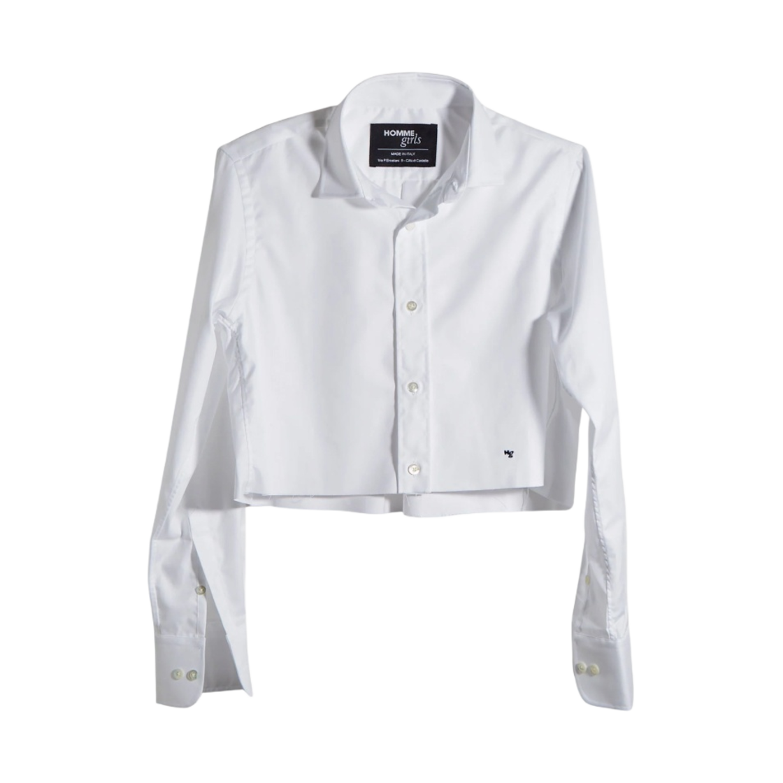 (W) 옴므걸스 오리지널 맨즈 크롭 셔츠 화이트((W) Homme Girls Original Men’s Cropped Shirt White)