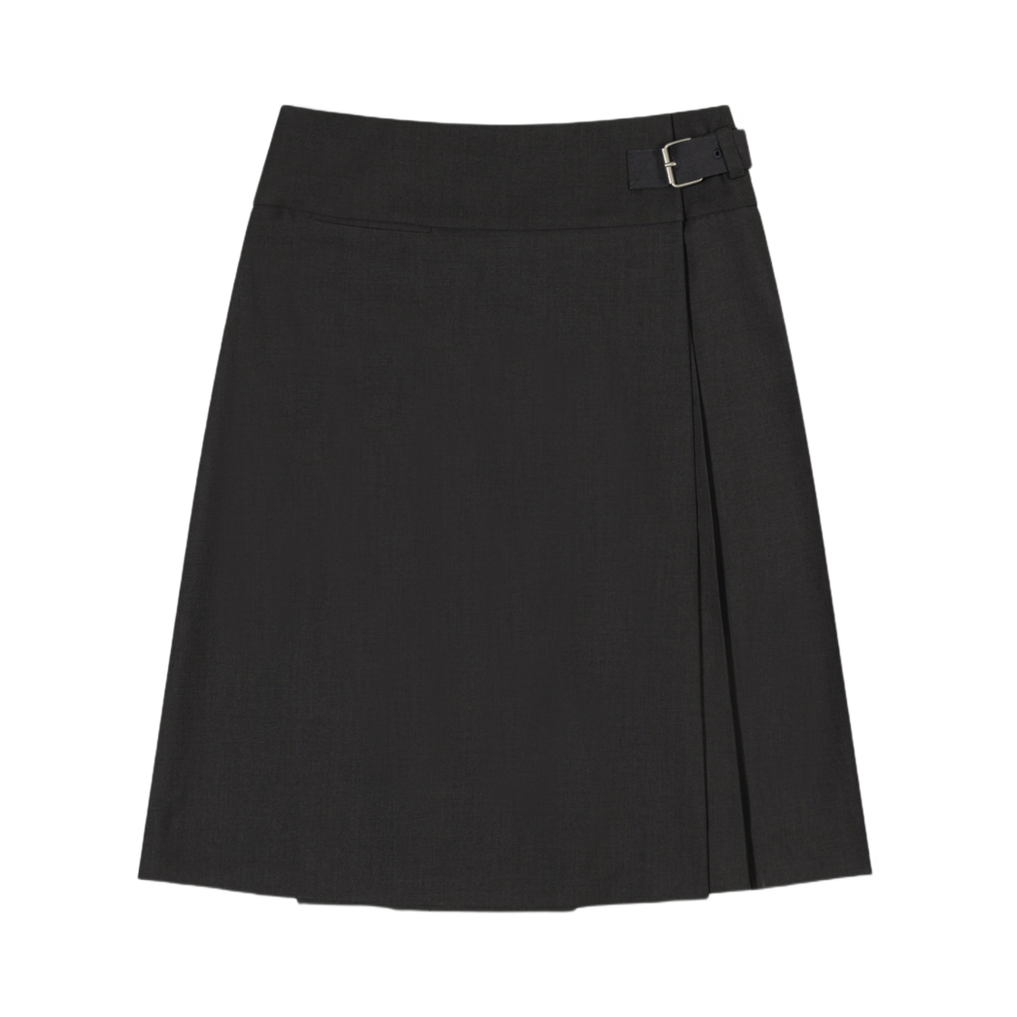 (W) 로우클래식 플리츠 랩 스커트 차콜((W) Low Classic Pleats Wrap Skirt Charcoal)