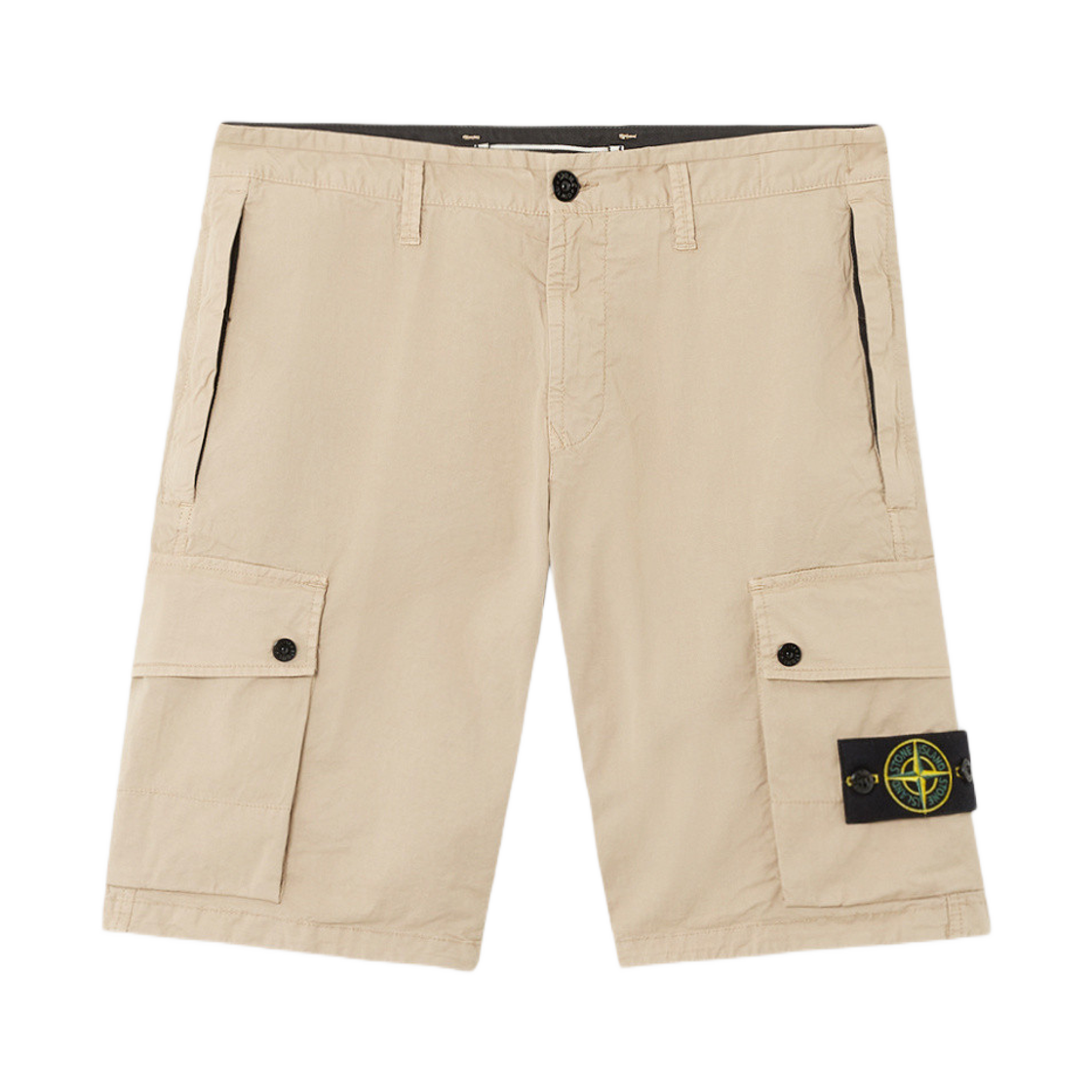 K1S15L1000-11S0010-V009A Stone Island L100011 Supima Cotton Twill Stretch TC Slim Fit Cargo Bermuda Shorts with Zip Pockets Desert - 25SS