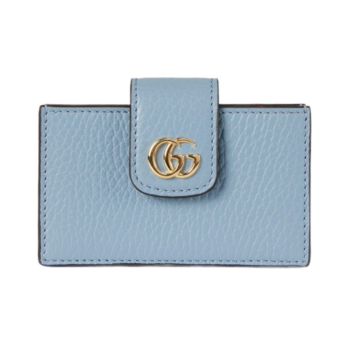 813300-CAO2G-4941 Gucci GG Marmont Snap Button Card Case Light Blue Leather