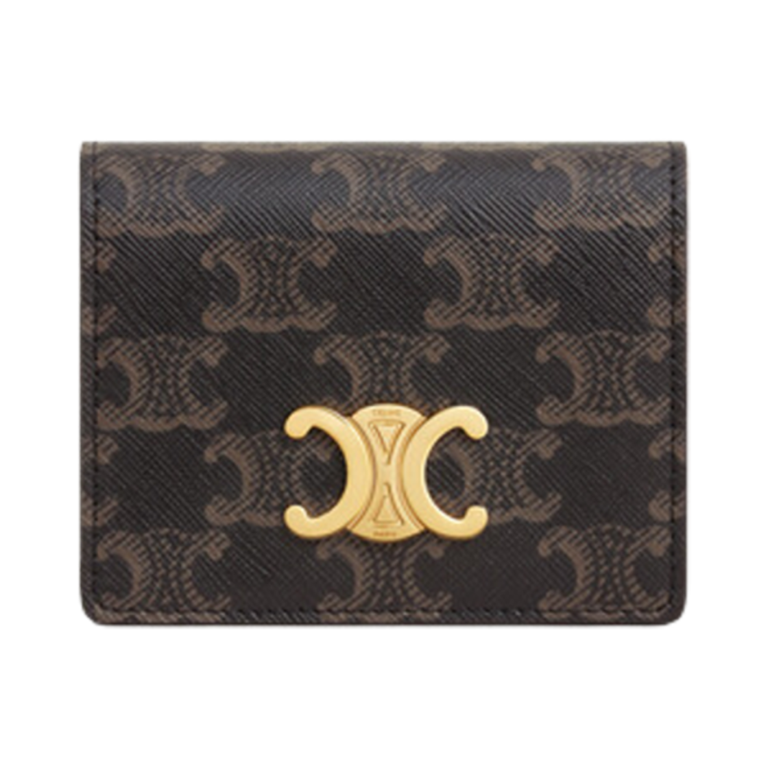 10M122DB7-04LU Celine Card Holder Triomphe Canvas Lambskin Tan