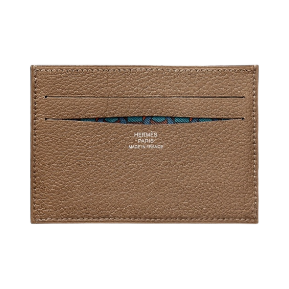 H074311CAAB Hermes Citizen Twill Card Holder Evercolor & Beige De Weimar Deep Blue Vert Bosphore