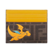 Fendi x Fragment x Pokemon Brown FF Fabric Card Holder Yellow Brown