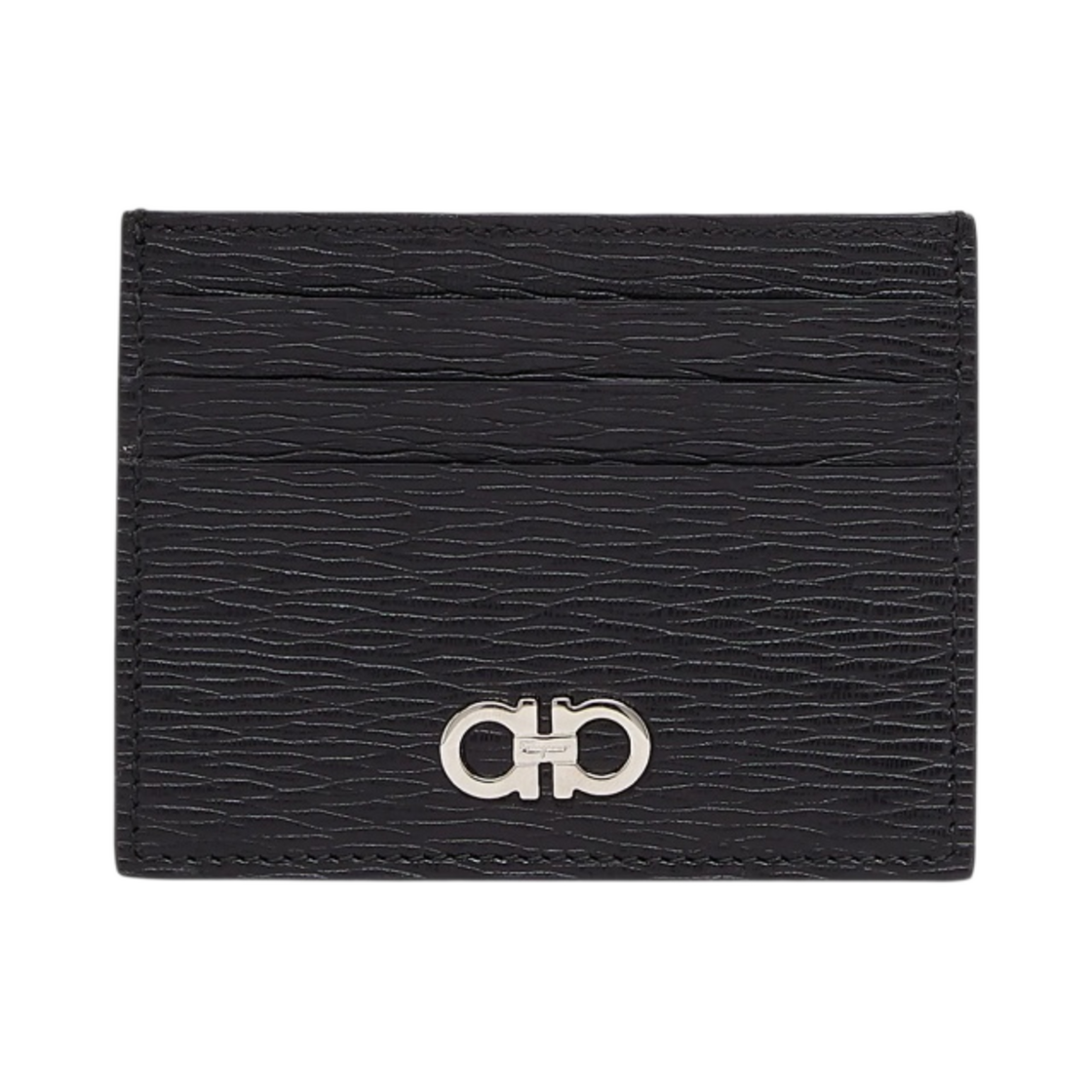 페라가모 간치니 크레딧 카드 홀더 블랙 페라가모 레드(Ferragamo Gancini Credit Card Holder Black Ferragamo Red)
