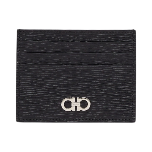 66A302-698914 Ferragamo Gancini Credit Card Holder Black Ferragamo Red