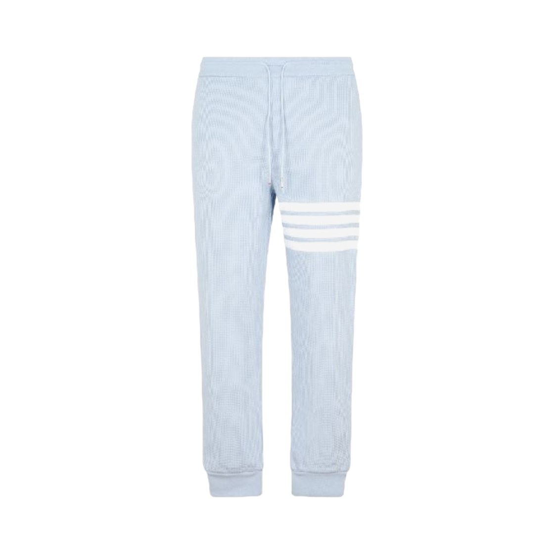 MJQ082A-06452-480 Thom Browne Waffle 4-Bar Stripe Sweatpants Light Blue