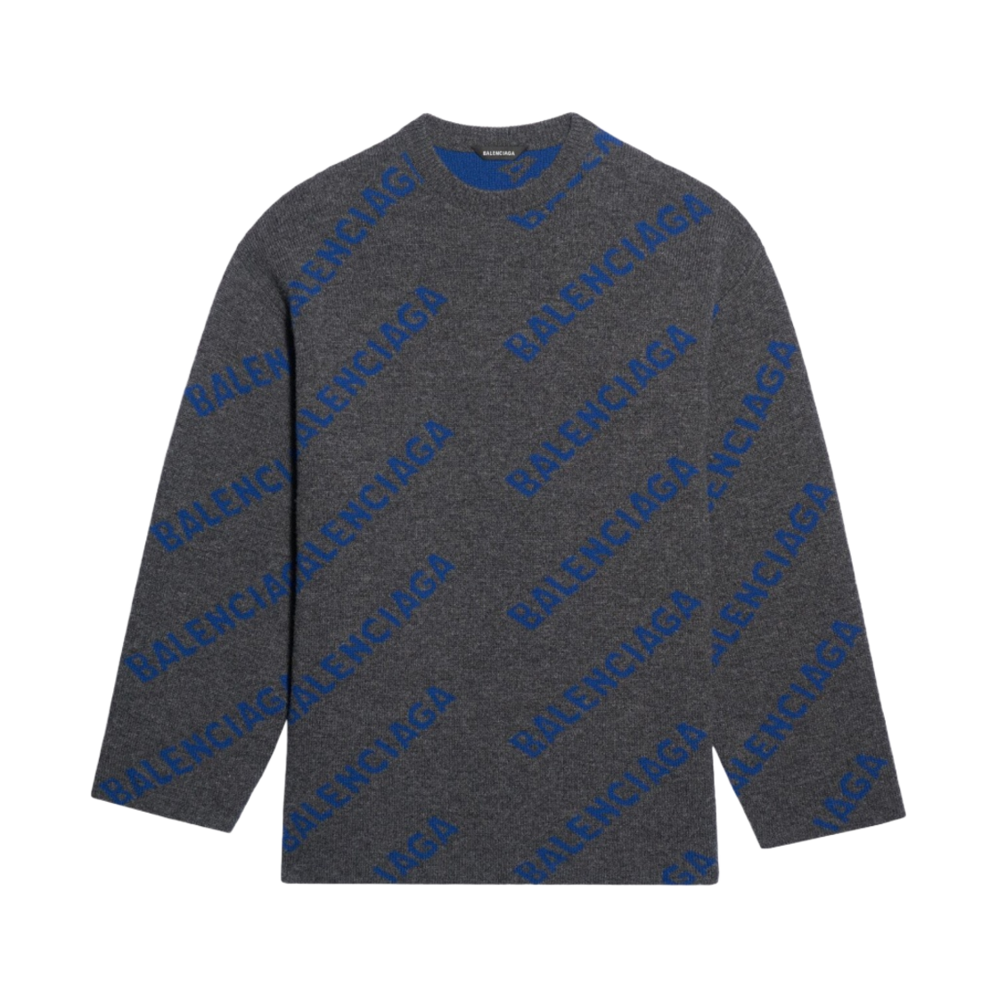 623283T15671035 Balenciaga Allover Logo Crewneck Knit Dark Grey