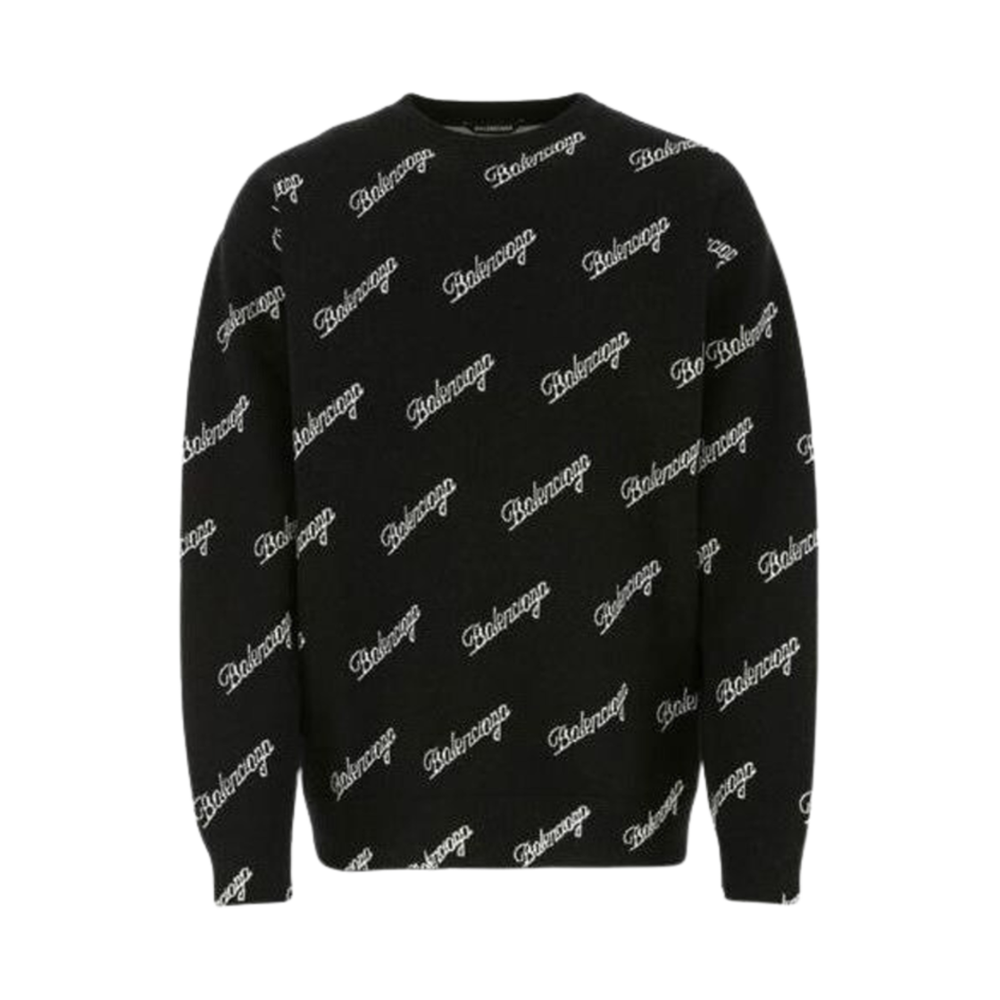 646493T41121070 Balenciaga Script Logo Crewneck Sweater Black