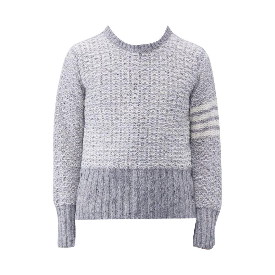 MKA489A-Y1506-055 Thom Browne Mohair Tweed 4-Bar Pullover Light Grey