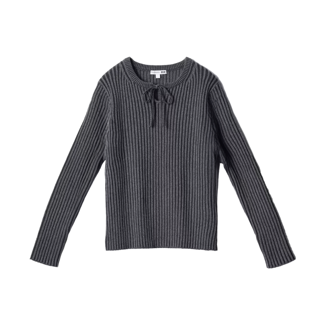 (W) 유니클로 x JW 앤더슨 립 타이 넥 스웨터 다크 그레이 - KR((W) Uniqlo x JW Anderson Rib Tie Neck Sweater Dark Gray - KR)