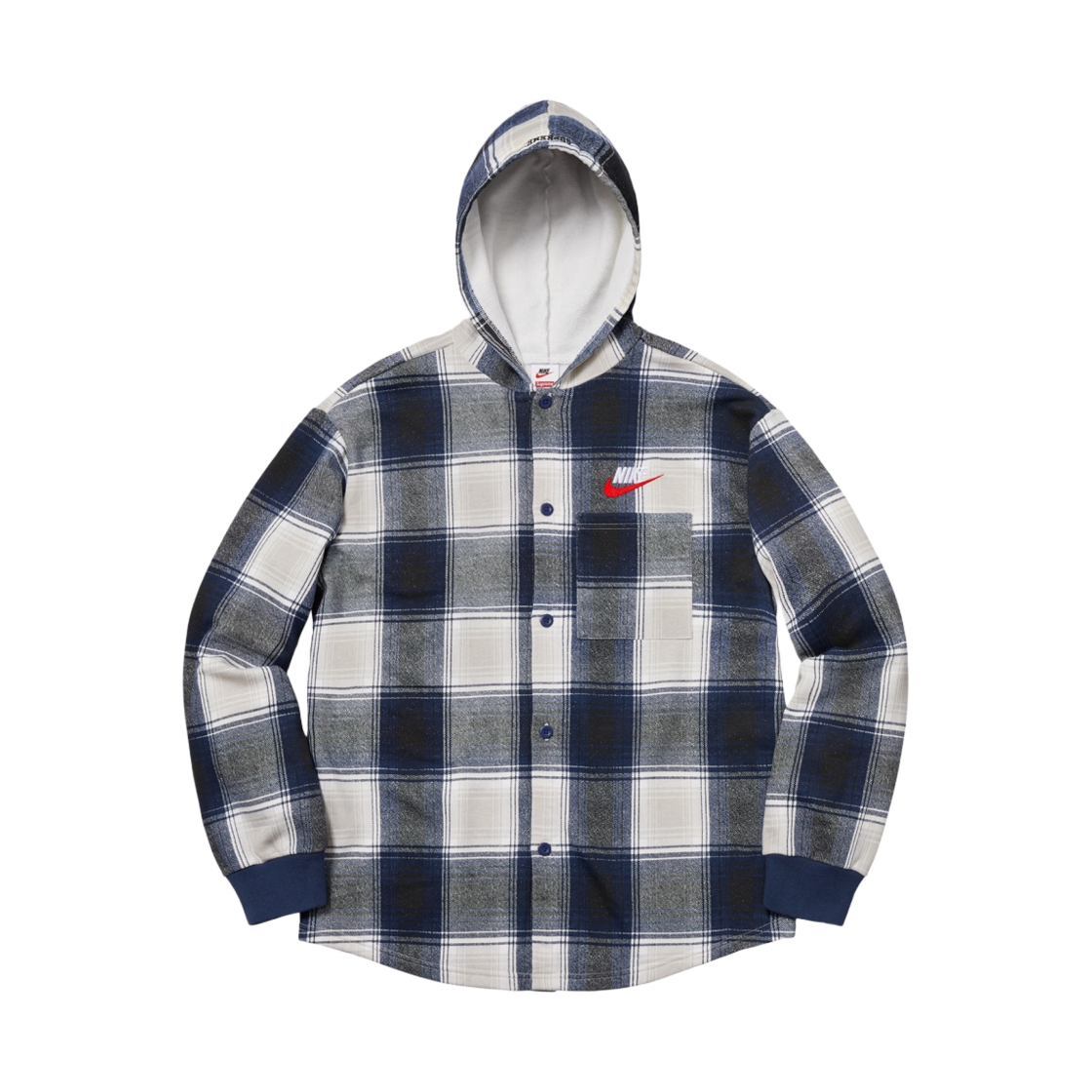 슈프림 x 나이키 플래드 후드 스웨트셔츠 네이비 - 18FW(Supreme x Nike Plaid Hooded Sweatshirt Navy - 18FW) - 1