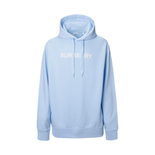 Burberry Logo Cotton Hoodie Pale Blue