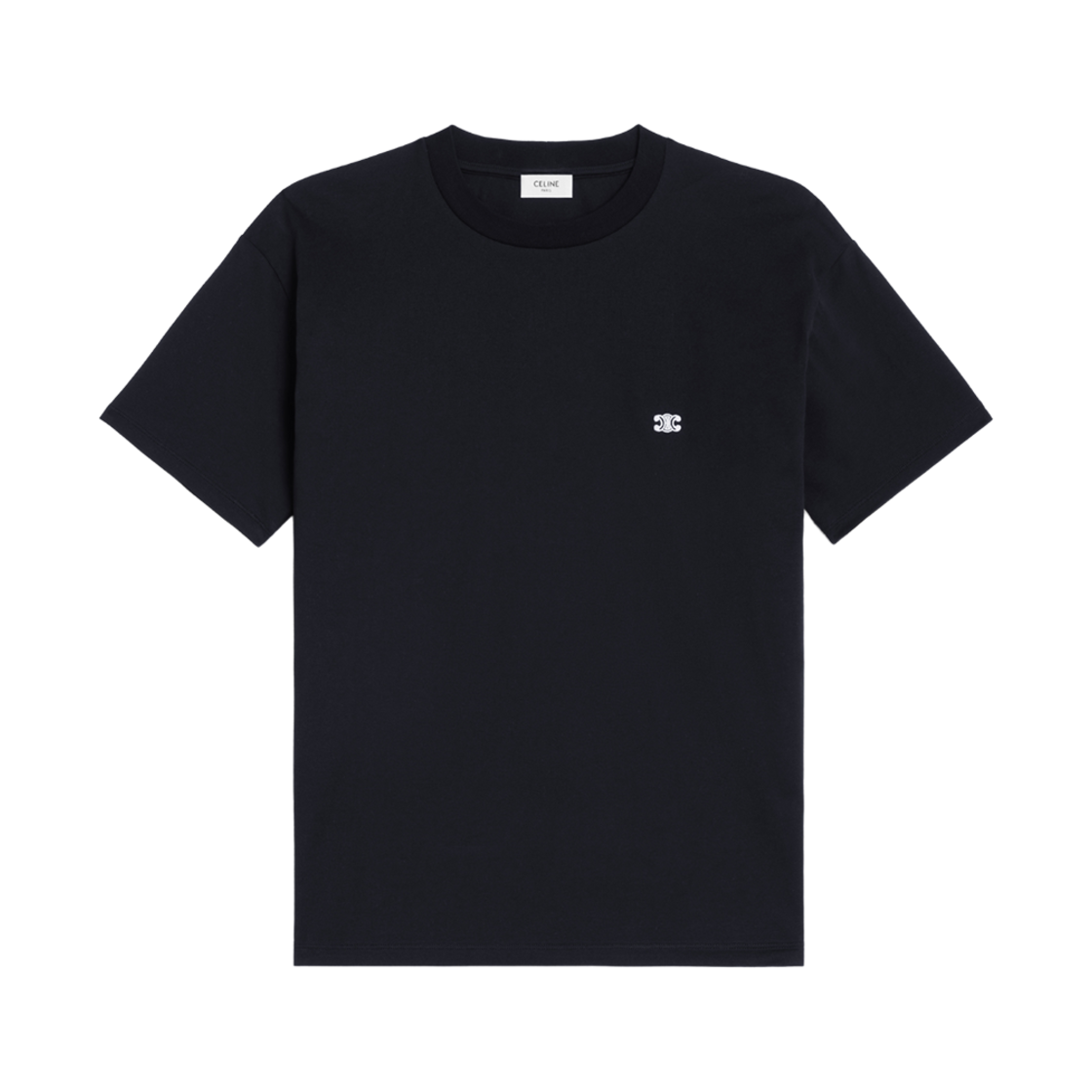 셀린느 트리옹프 루즈 티셔츠 코튼 저지 블랙 화이트(Celine Triomphe Loose T-Shirt in Cotton Jersey Black White)