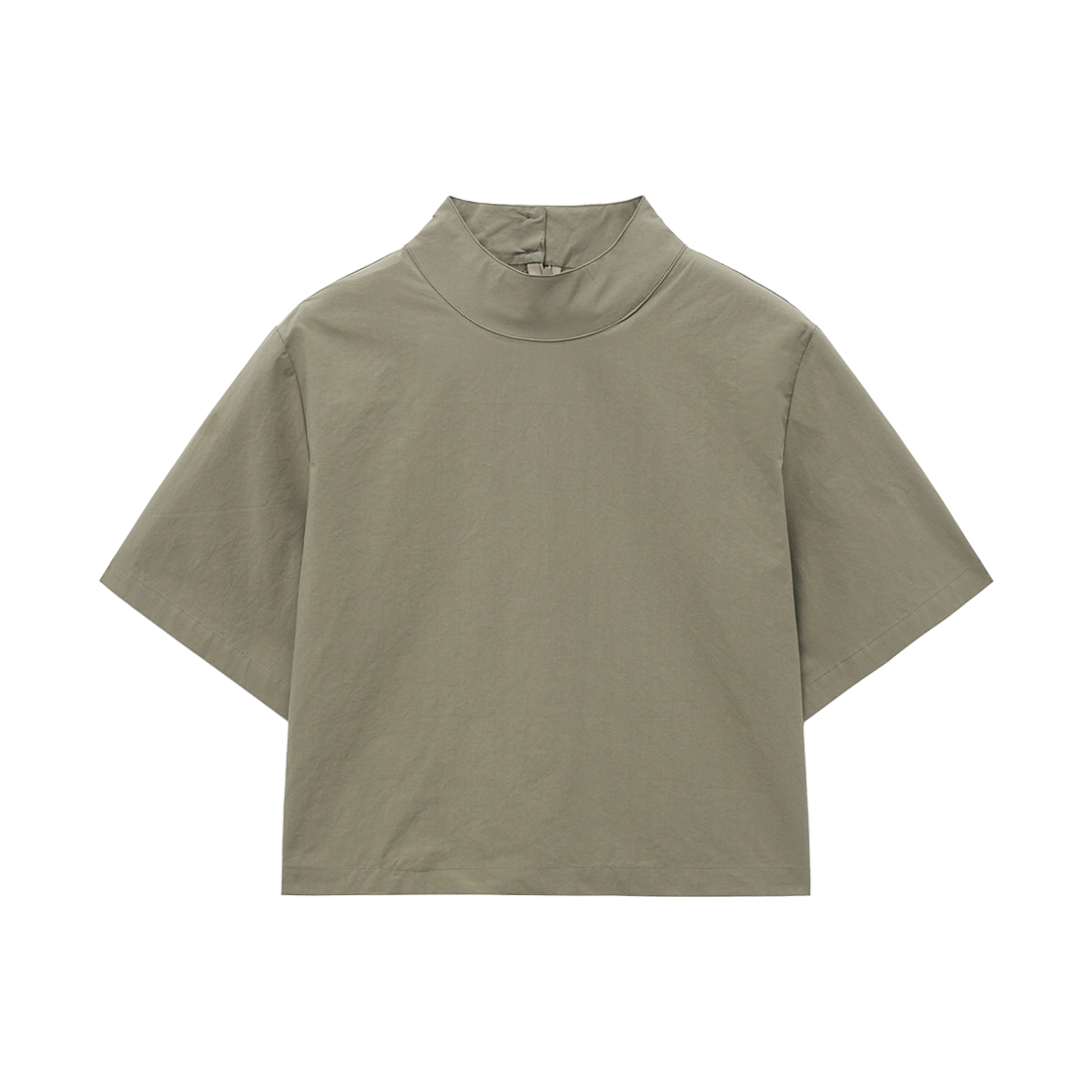 SFM1SH204AKH The Saturday Evening Post High Neck Crop Shirts_Khaki