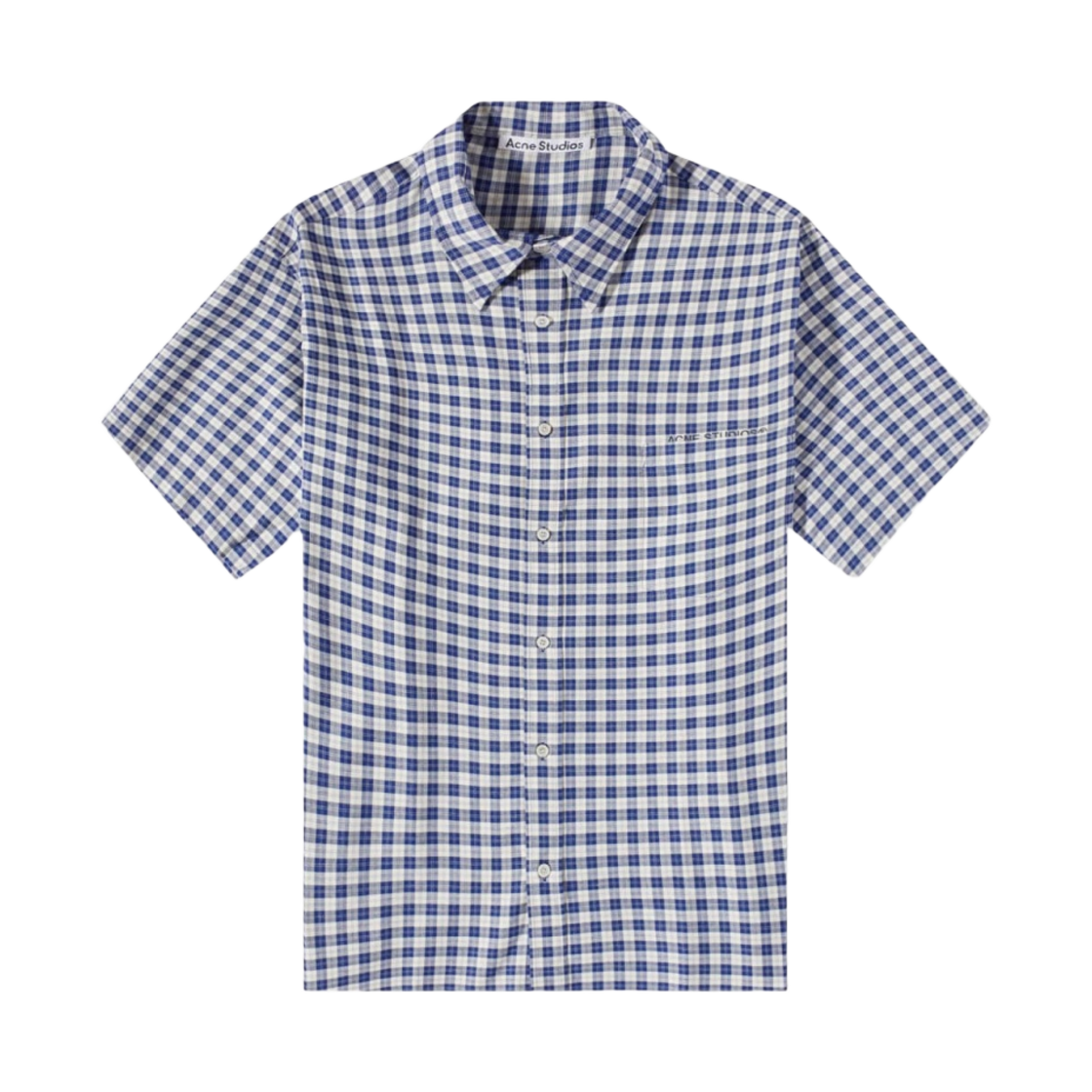 아크네 스튜디오 플레이드 숏슬리브 버튼업 셔츠 블루 화이트