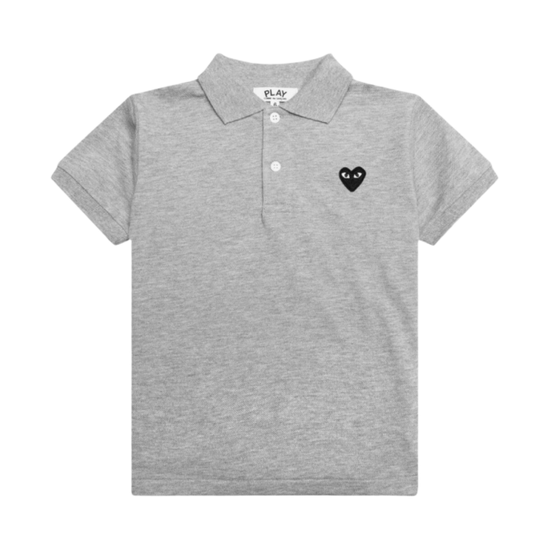 (키즈) 플레이 꼼데가르송 블랙 하트 폴로 셔츠 그레이((Kids) Play Comme des Garcons Black Heart Polo Shirt Grey)