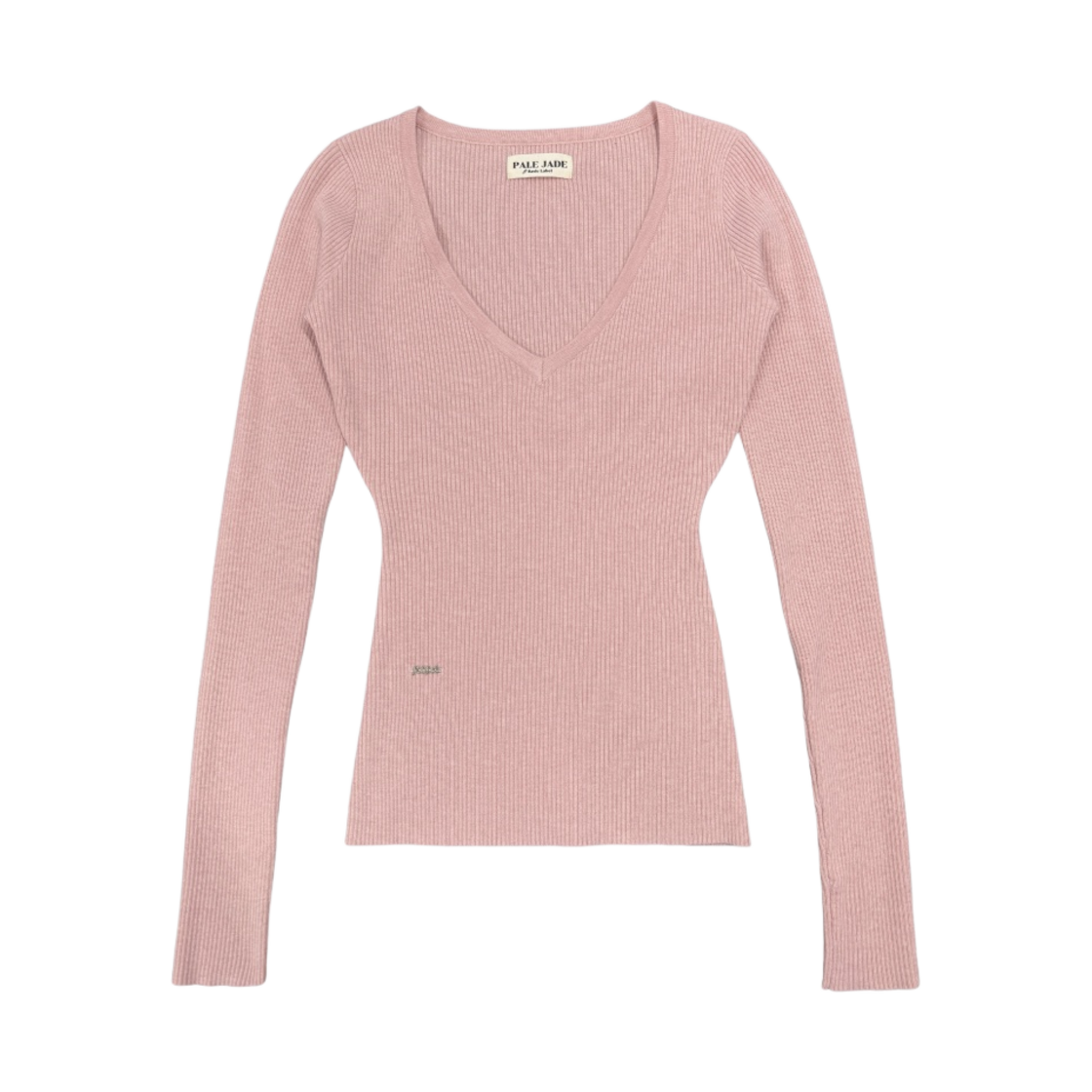 - (W) Pale Jade Deep V-Neck Knit Pink