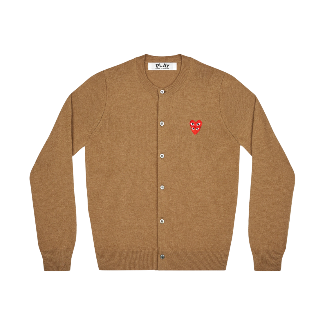 (W) 플레이 꼼데가르송 더블 하트 니트 가디건 브라운((W) Play Comme des Garcons Double Heart Knit Cardigan Brown) - 1
