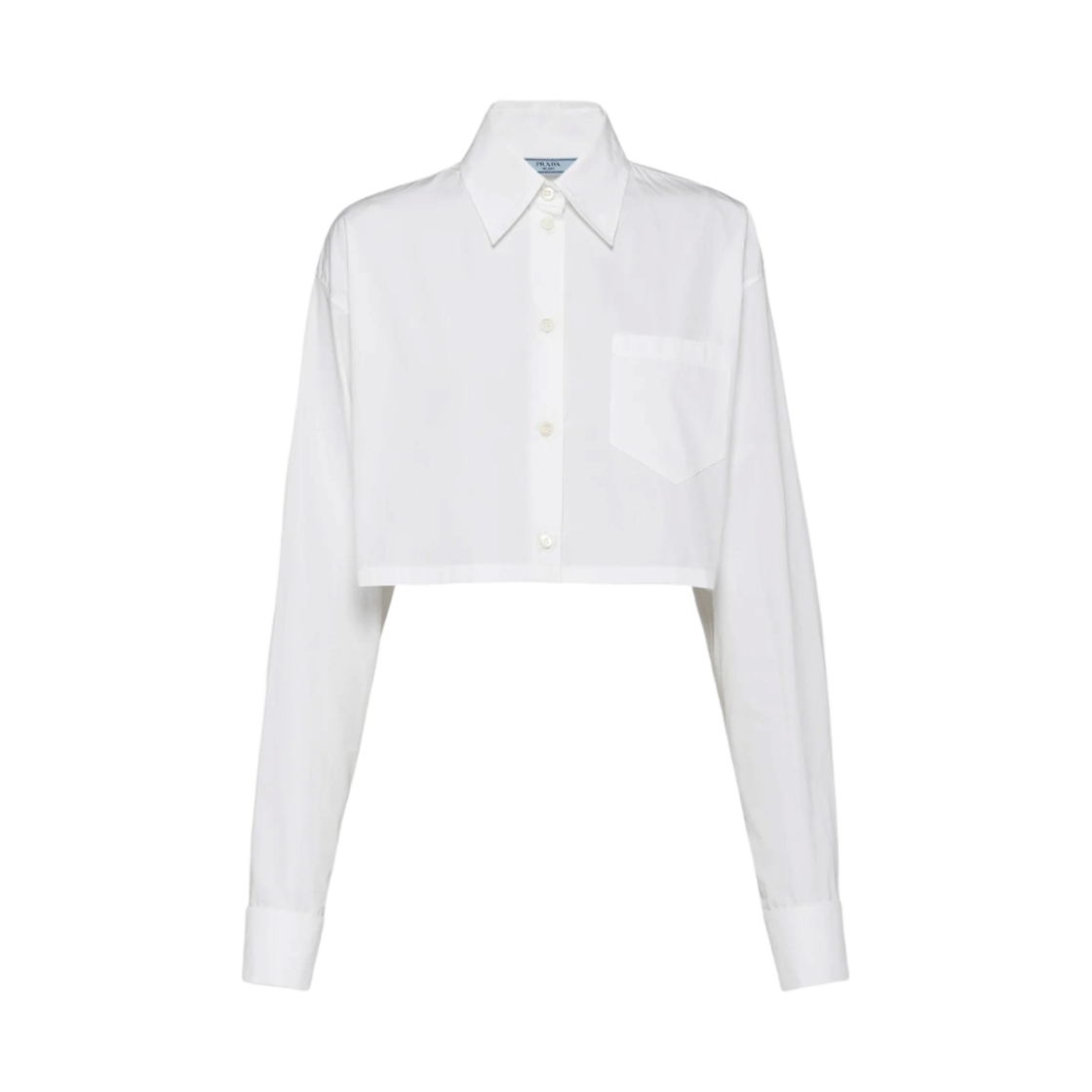 (W) 프라다 포플린 크롭 셔츠 화이트((W) Prada Poplin Cropped Shirt White) - 1