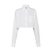 (W) Prada Poplin Cropped Shirt White
