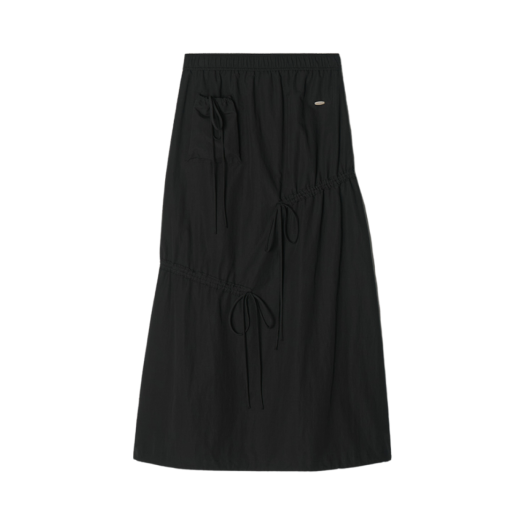 (W) Aviemuah Ribbon Shirring Two-Way Skirt Black
