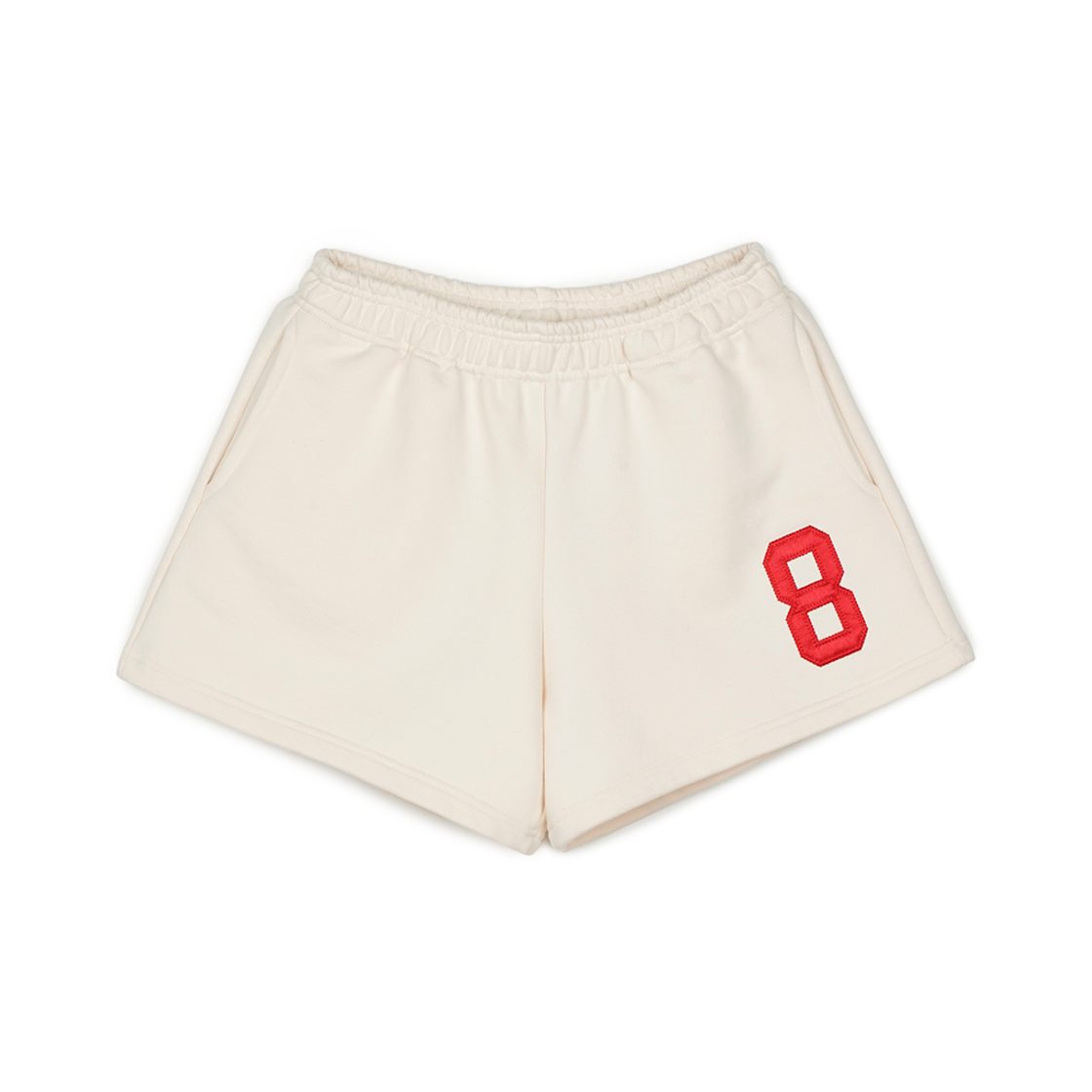 P0000BAS Greenbutter NO.8 Applique Sweat Shorts L/Beige