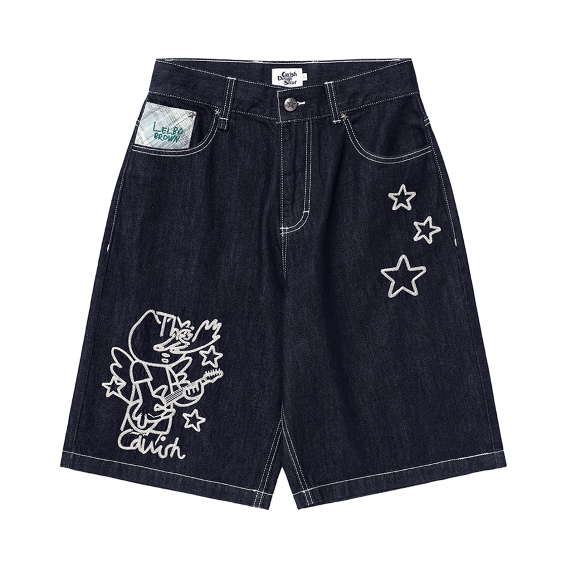 카비시 x 렐보브라운 W 미카엘 데님 쇼츠 블루(CAVISH x LELBOBROWN  W Mikael Denim Short Blue)