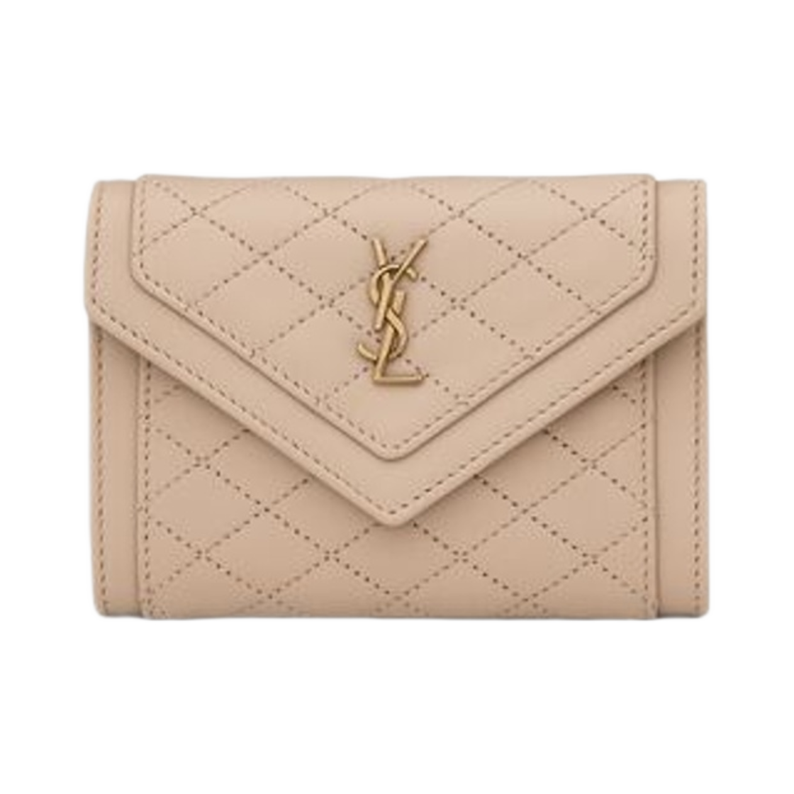 생로랑 가비 스몰 엔벨로프 월렛 퀼티드 램스킨 다크 베이지(Saint Laurent Gaby Small Envelope Wallet in Quilted Lambskin Dark Beige) - 1