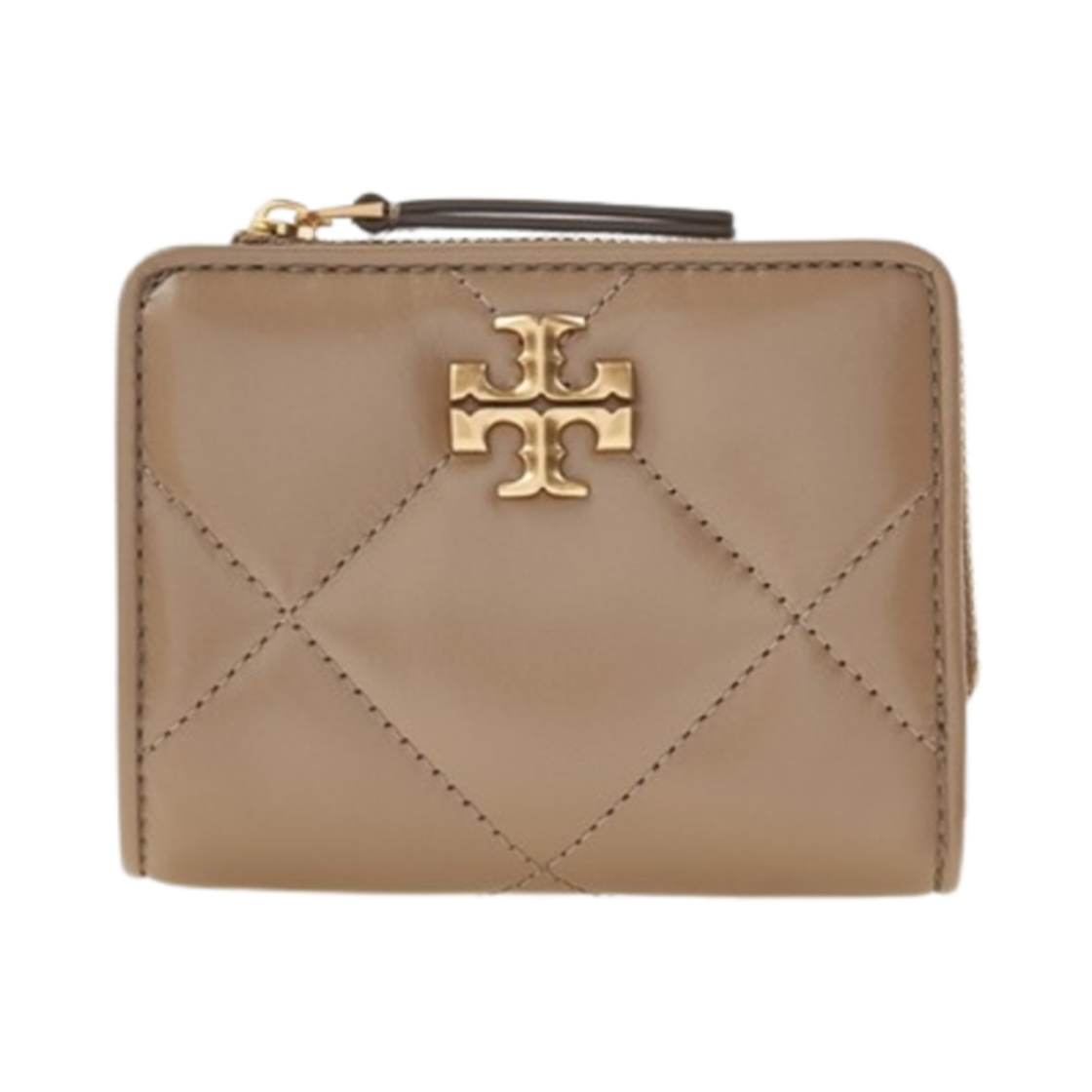 154990-250 Tory Burch Quilt Bi-Fold Wallet Taupe Oak