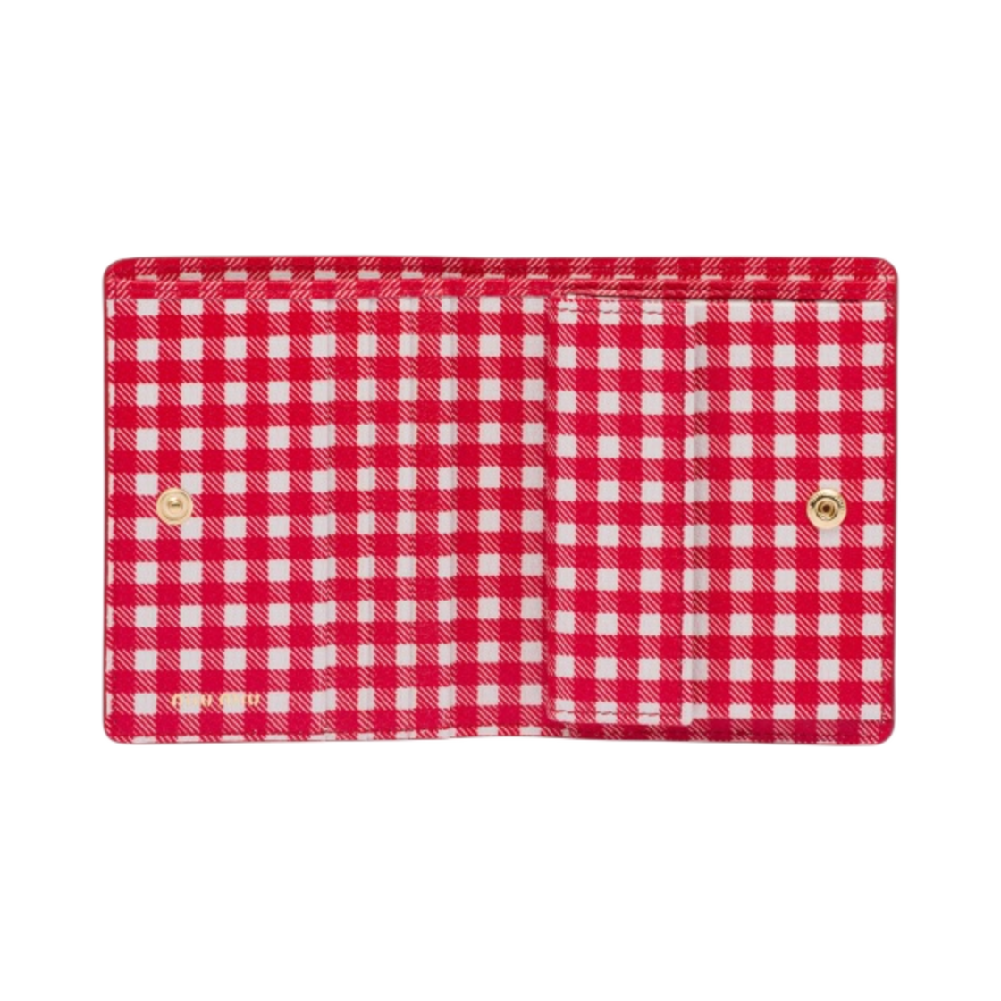 미우 미우 스몰 프린트 마드라스 가죽 지갑 레드 화이트(Miu Miu Small Printed Madras Leather Wallet Red White) - 3