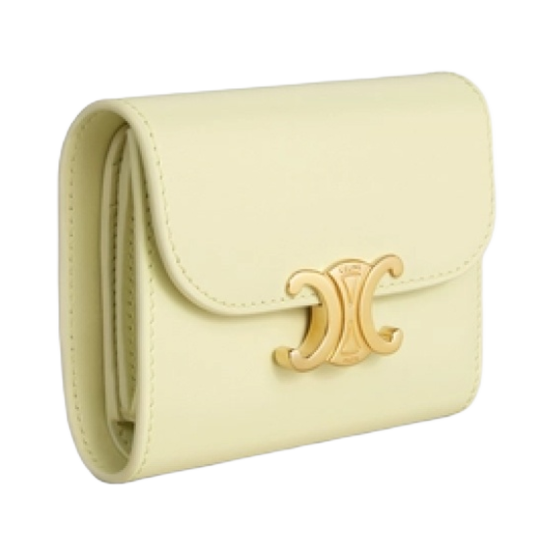 셀린느 샤이니 카프스킨 트리옹프 스몰 플랩 지갑 라이트 옐로우(Celine Triomphe Small Flap Wallet in Shiny Calfskin Light Yellow) - 2