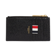 Thom Browne Pebble Grain Leather Debossed 4-Bar Zippered Card Wallet Black