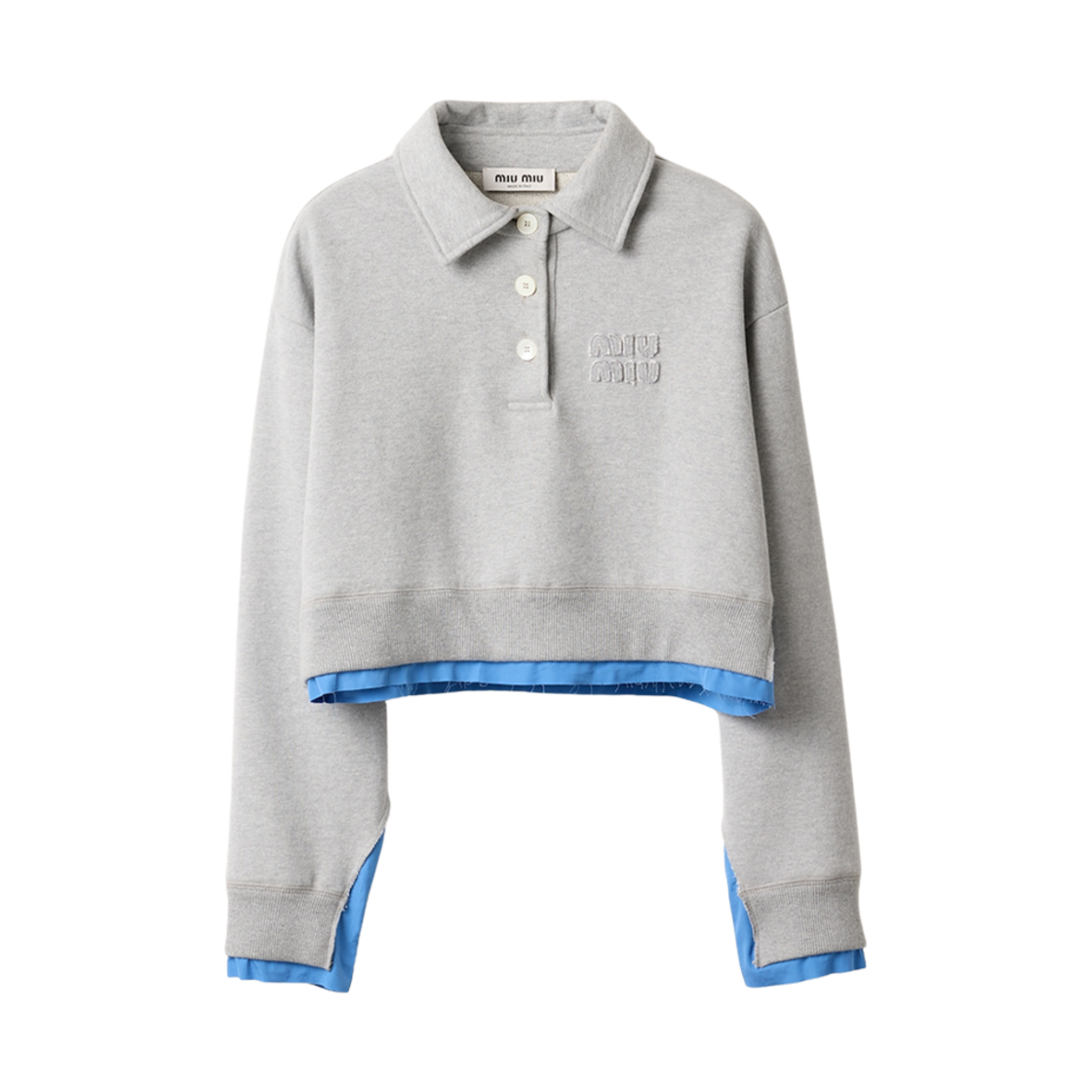 MJL057-15WI-F0031 (W) Miu Miu Cotton Fleece and Poplin Sweatshirt Grey
