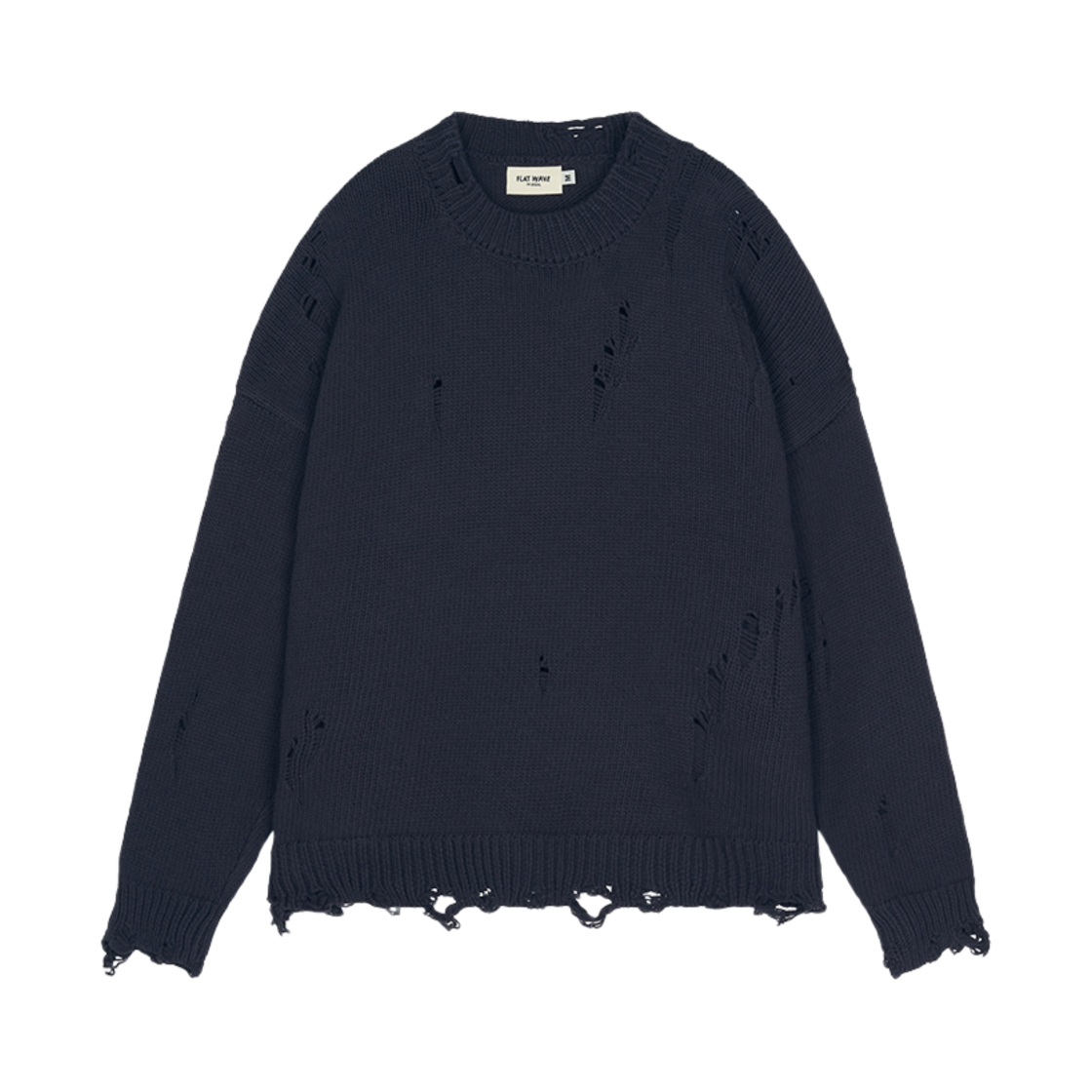 Ripsy Round Dark Navy Flatwave in Seoul Ripsy Vintage Damaged Round Knit Dark Navy