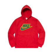 Supreme x Nike Leather Applique Hooded Sweatshirt Red - 19FW