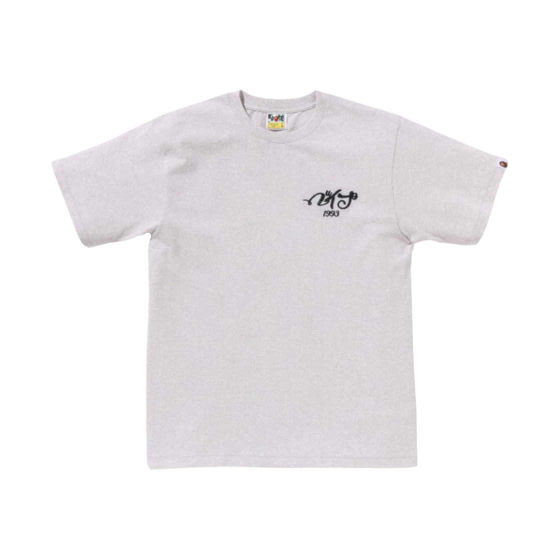 0ZXTEM110025N BAPE Embroidery Style Souvenir Logo T-Shirt Light Grey