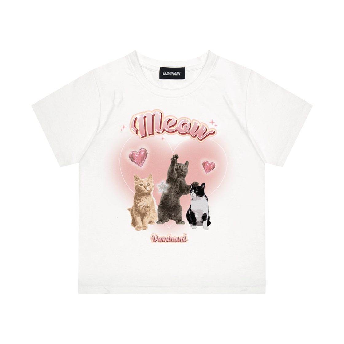 DMNT23SSTSWH005 Dominant Cat World2 Crop Tee White