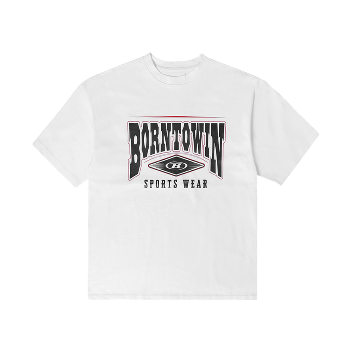 본투윈 스퀘어 아치 세미 오버핏 티셔츠 화이트