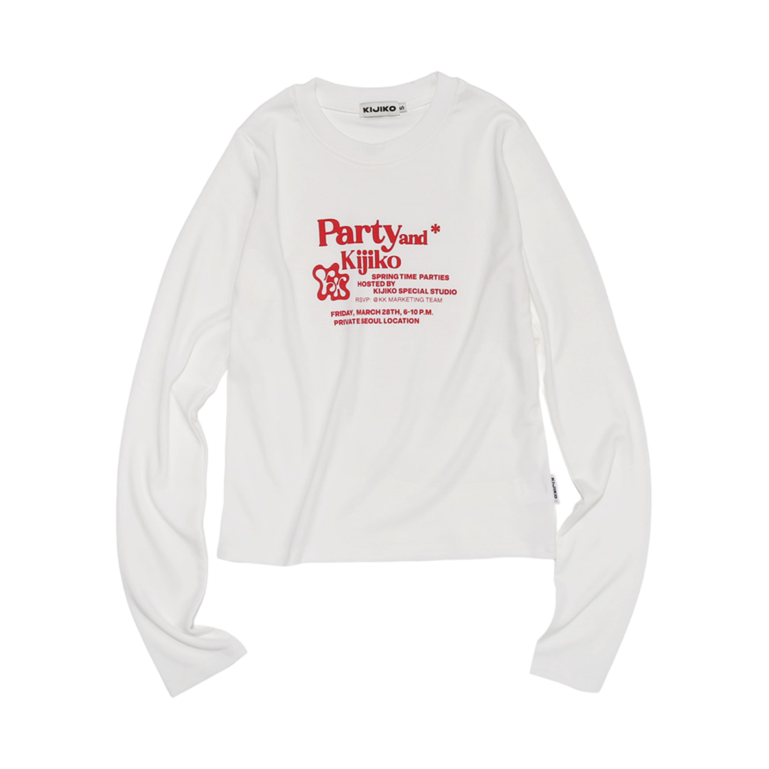 키지코 아트웍 긴팔 티셔츠 화이트(KIJIKO Artwork Long Sleeved Tee White)