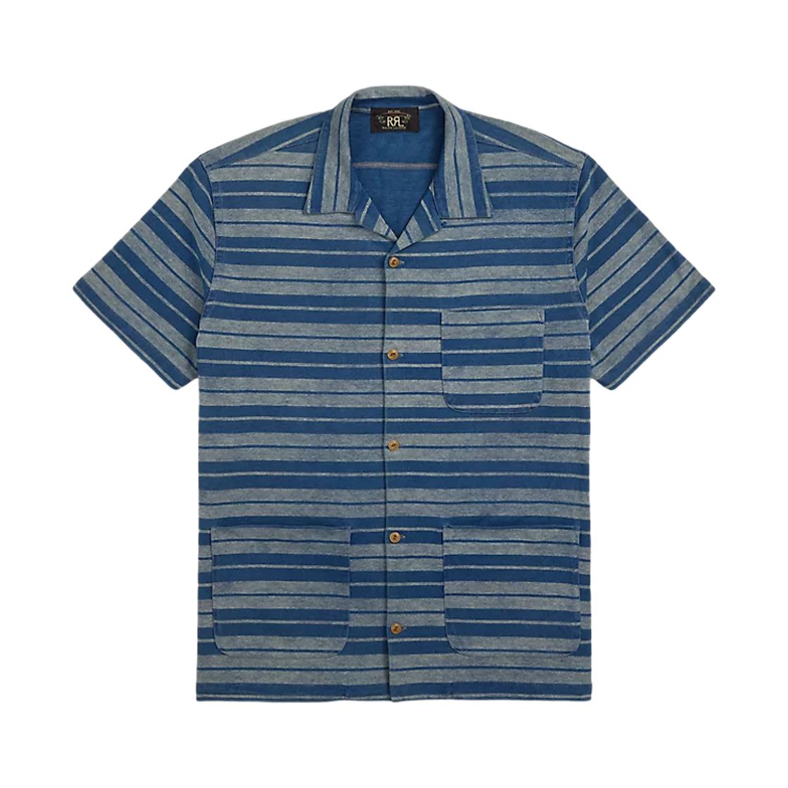 더블알엘 인디고 스트라이프 저지 캠프 셔츠 인디고 멀티(Double RL Indigo Stripe Jersey Camp Shirt Indigo Multi)