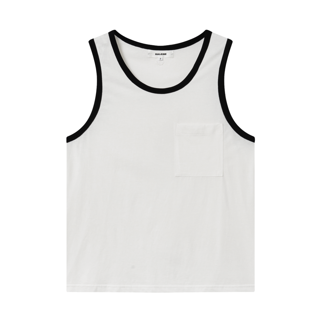 WT222 Haleine Contrast Ringer Sleeveless Top Offwhite/Black