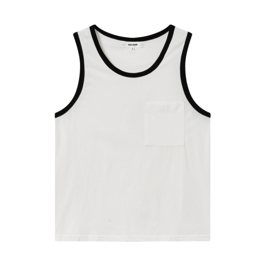 WT222 Haleine Contrast Ringer Sleeveless Top Offwhite/Black